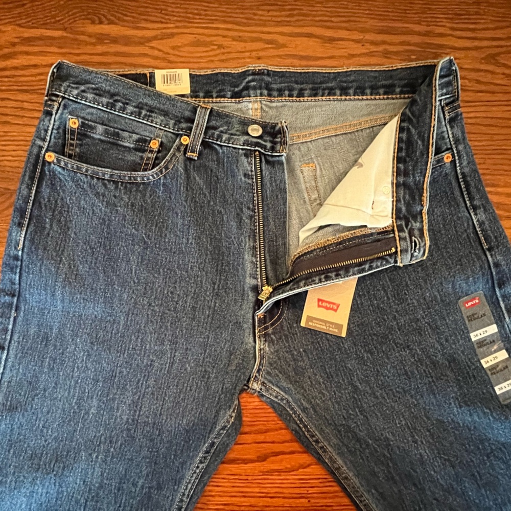 NWT Levi’s Mens 505 Regular Fit Medium Stonewash Non-Stretch Denim Jeans 36 x 29 - Picture 12 of 16